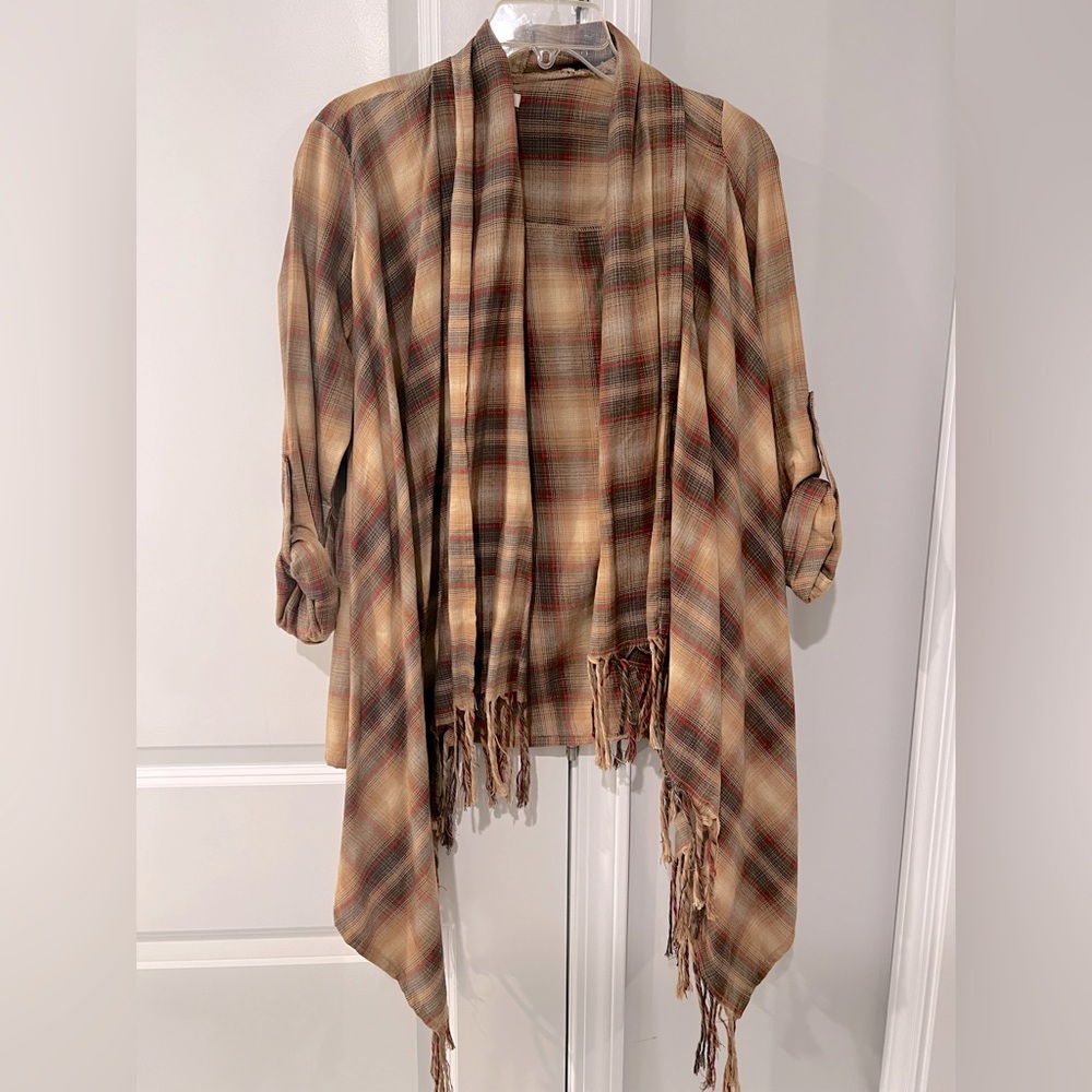 En Crème plaid cardigan